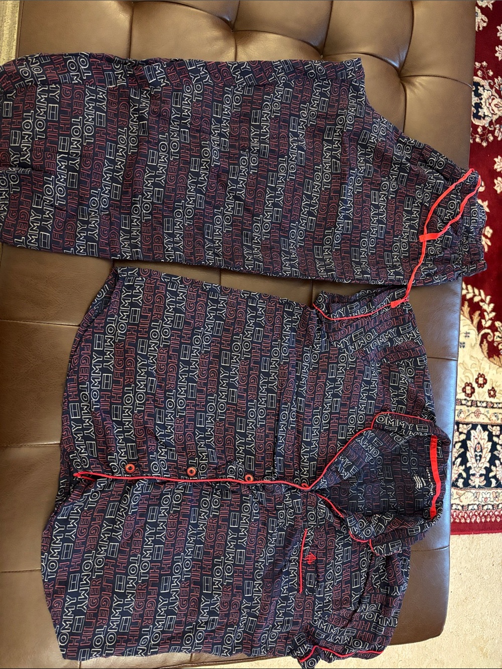 Tommy Hilfiger Navy and Red Logo Lounge Pajama Set